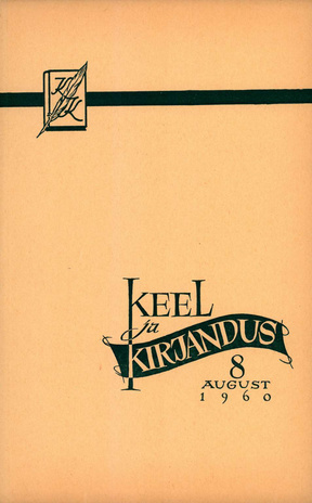 Keel ja Kirjandus ; 8 1960-08