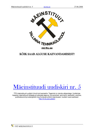Mäeinstituudi Uudiskiri ; 5 2008-06-27