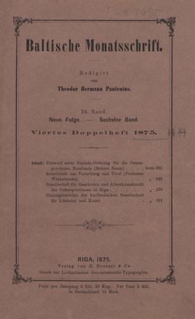 Baltische Monatsschrift ; 4 1875