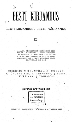 Eesti Kirjandus ; 9 1912