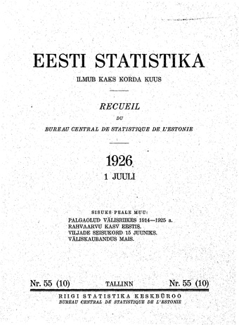 Eesti Statistika : kuukiri ; 55 (10) 1926-07