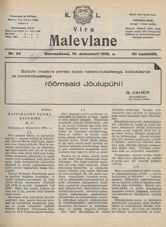 K. L. Viru Malevlane ; 24 1935-12-16