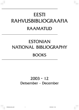 Eesti Rahvusbibliograafia. Raamatud ; 12 2003-12