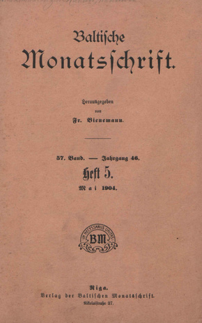 Baltische Monatsschrift ; 5 1904-05