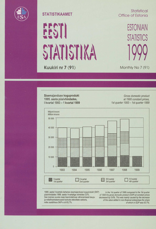 Eesti Statistika Kuukiri = Monthly Bulletin of Estonian Statistics ; 7(91) 1999-08