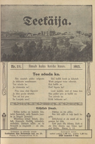 Teekäija : Eesti Baptisti Koguduse Ühenduse häälekandja ; 19 1913
