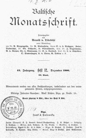 Baltische Monatsschrift ; 12 1900-12