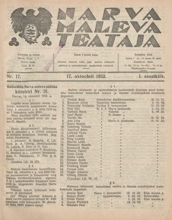 Narva Maleva Teataja ; 17 1932-10-17