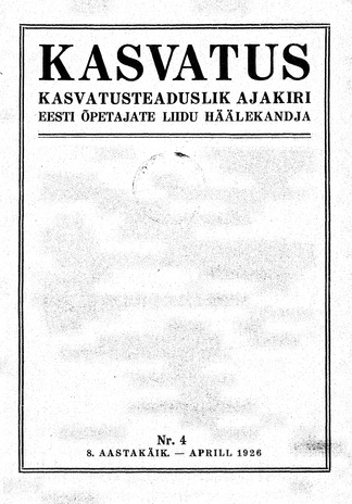 Kasvatus ; 4 1926-04
