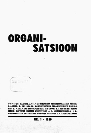 Organisatsioon ; 1 1939-01
