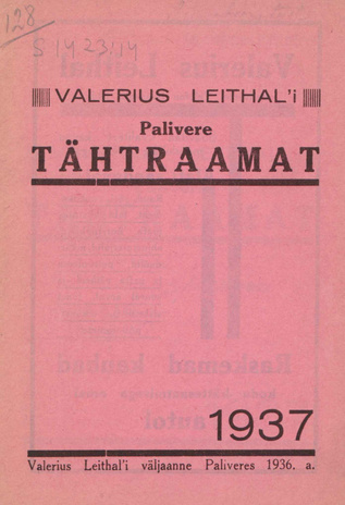 Valerius Leithal'i Palivere tähtraamat 1937. ; 1936