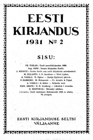 Eesti Kirjandus ; 2 1931