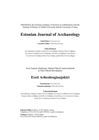 Eesti Arheoloogiaajakiri = Estonian Journal of Archaeology ; 1
