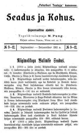 Seadus ja Kohus ; 9-12 1911-09/12