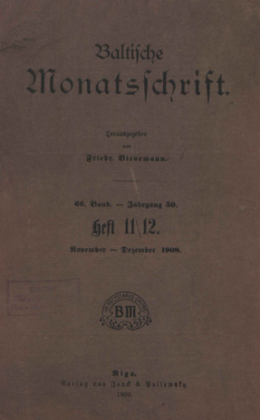 Baltische Monatsschrift ; 11/12 1908-11/12
