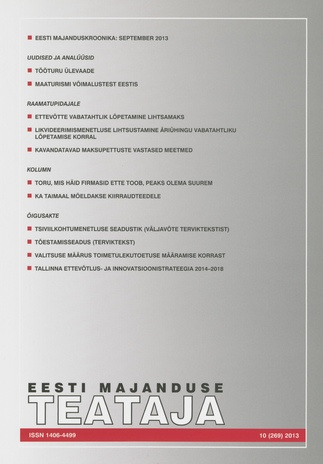 Eesti Majanduse Teataja : majandusajakiri aastast 1991 ; 10 (269) 2013