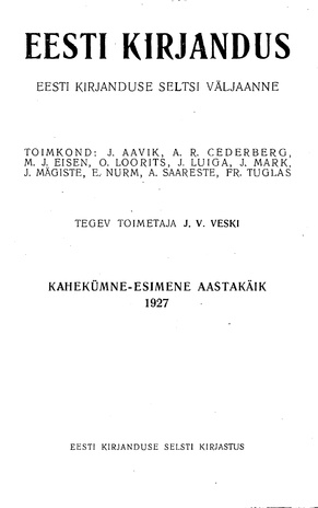 Eesti Kirjandus ; 2 1927