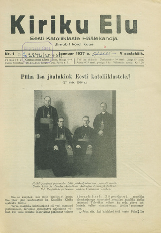 Kiriku Elu : Eesti Katoliiklaste Häälekandja ; 1 1937-01-16