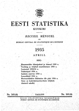 Eesti Statistika : kuukiri ; 161 (4) 1935-04
