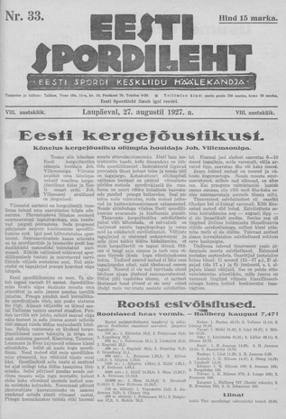 Eesti Spordileht ; 33 1927-08-27