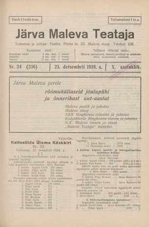 Järva Maleva Teataja ; 24 (236) 1938-12-23