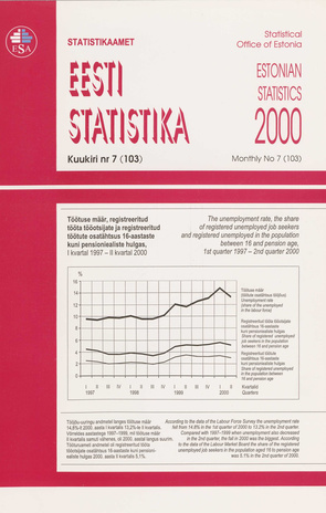 Eesti Statistika Kuukiri = Monthly Bulletin of Estonian Statistics ; 7(103) 2000-08