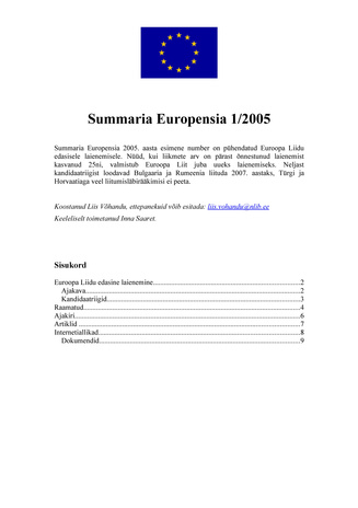 Summaria Europensia : [referaatväljaanne] ; 1 2005