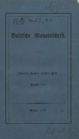 Baltische Monatsschrift ; 5 1860-11