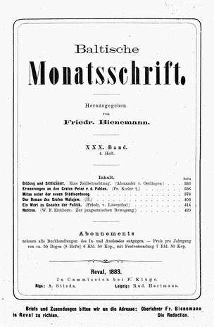 Baltische Monatsschrift ; 4 1883