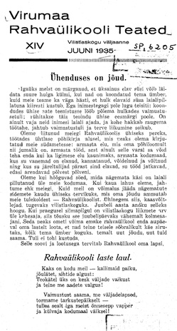 Virumaa Rahvaülikooli Teated ; 14 1935-06