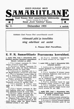 Eesti Punase Risti Samariitlane ; 7 1935-12