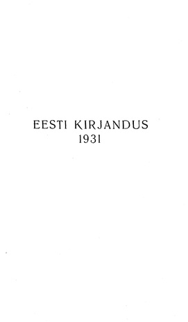 Eesti Kirjandus ; sisukord 1931