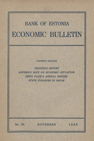 Economic bulletin : Bank of Estonia ; 10 1928-11