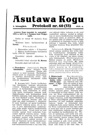 Asutawa Kogu protokoll nr.60 (33) (16. september 1919)