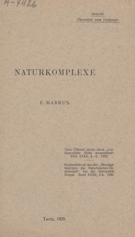 Naturkomplexe : vorgetragen am 22. Okt. 1925