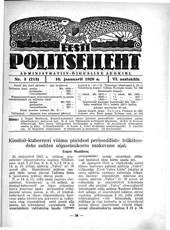 Eesti Politseileht ; 3 1926