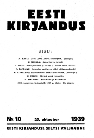 Eesti Kirjandus ; 10 1939