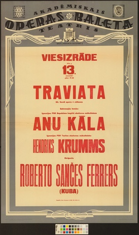 Traviata : Anu Kāla, Hendriks Krumms