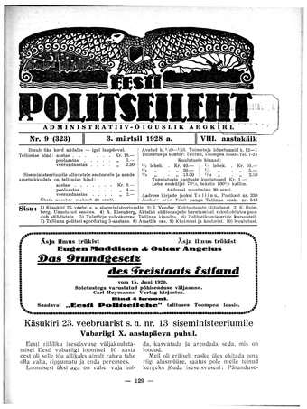 Eesti Politseileht ; 9 1928
