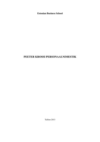 Peeter Krossi personaalnimestik