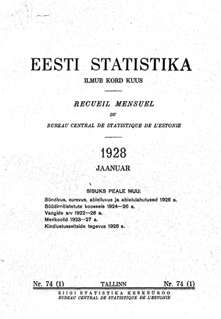 Eesti Statistika : kuukiri ; 74 (1) 1928-01