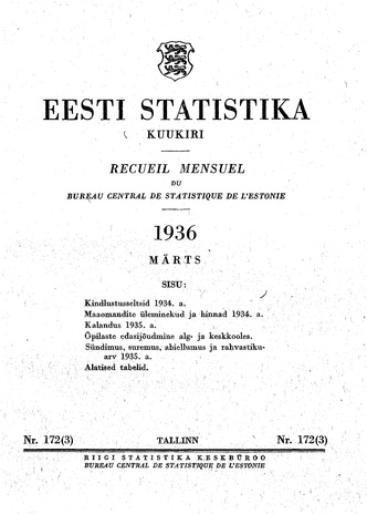 Eesti Statistika : kuukiri ; 172 (3) 1936-03