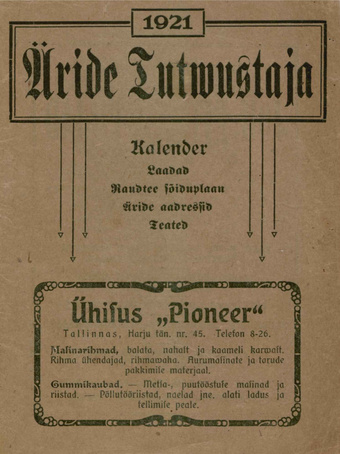 Äride tutwustaja : kalender 1921