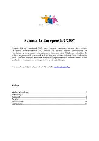 Summaria Europensia : [referaatväljaanne] ; 2 2007