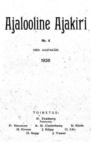 Ajalooline Ajakiri ; 4 1926