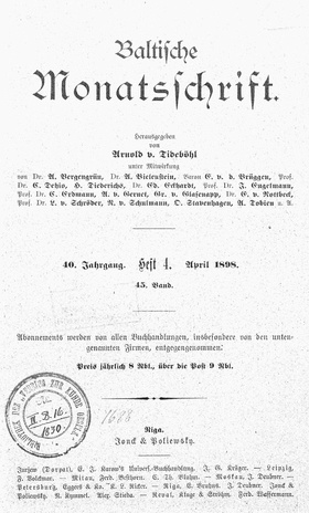 Baltische Monatsschrift ; 4 1898-04