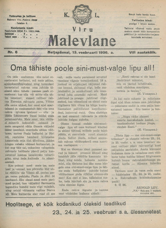 K. L. Viru Malevlane ; 6 1936-02-13