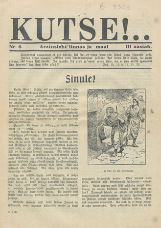 Kutse! : äratusleht linnas ja maal ; 6 1936-04-03