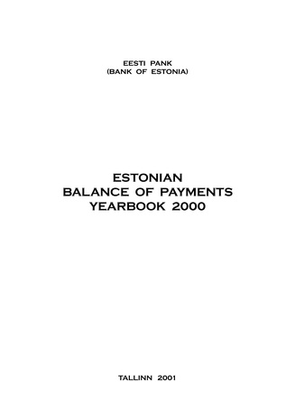 Estonian balance of payments yearbook ; 2000
