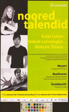 Noored talendid : Kaija Lukas, Indrek Leivategija, Maksim Štšura 